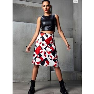 Grace D. Lewis 100% Silk Abstract a-line Skirt sz 10